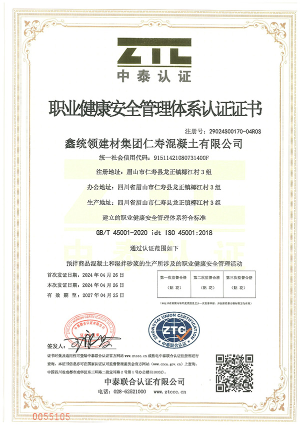 龙正公司职业健康安全管理体系